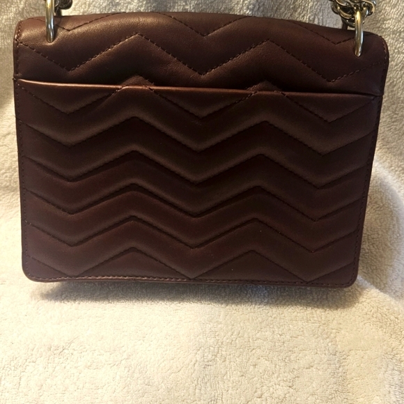 New Kate Spade Reese Park Marci Cherry Leather Quilted Chevron Flap Chain Purse - Picture 8 of 8